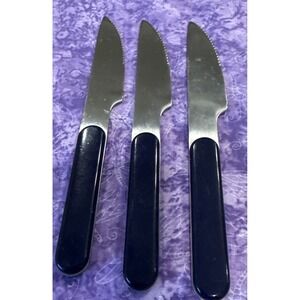 Dansk Summer House Serrated Knives Blue Handle Stainless Steel Set Of 4 Flatware